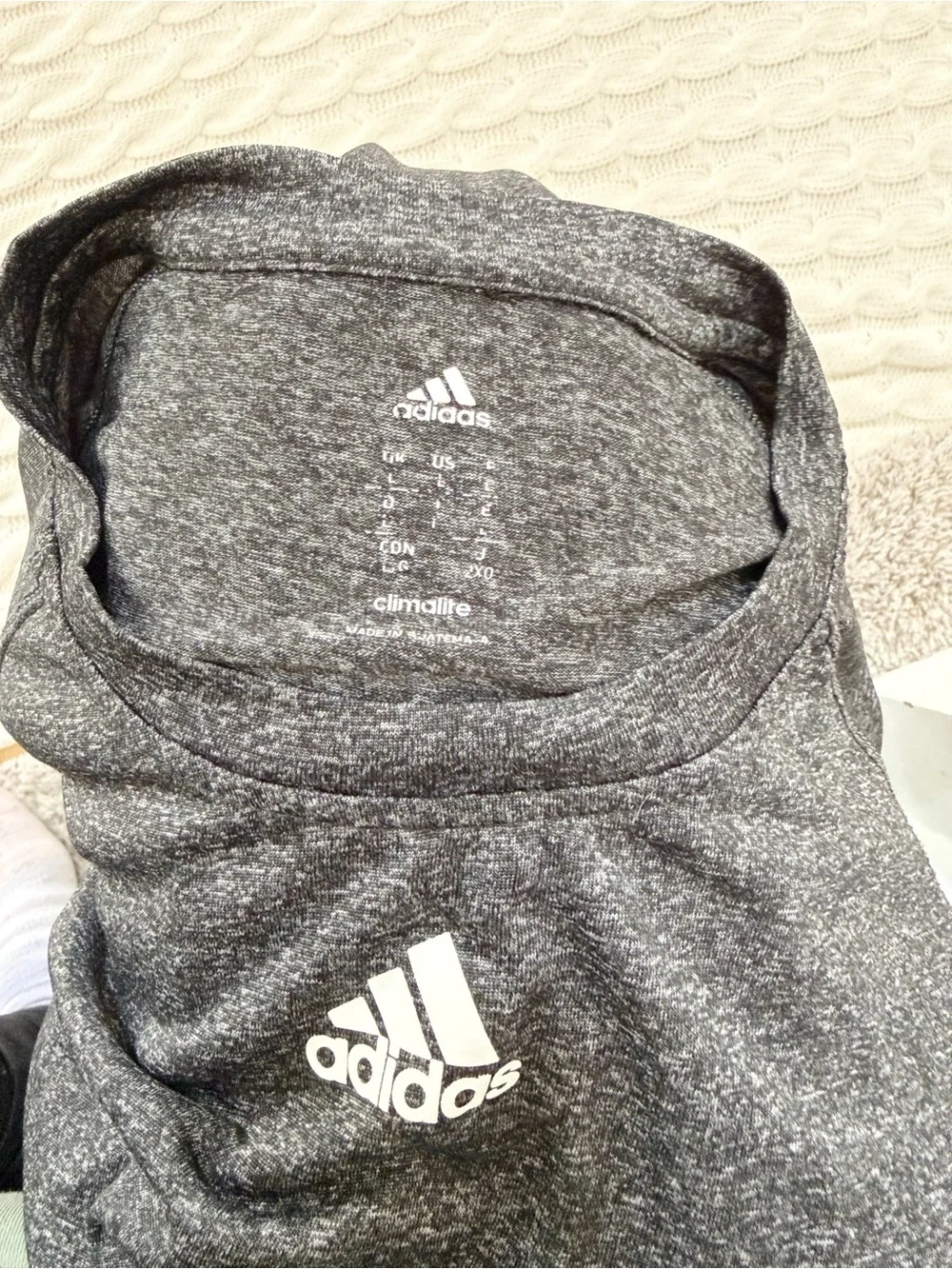 adidas Men’s climalite Long Sleeve Heathered Dark Gray Crew Tee